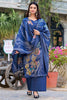 Winsome Navy Blue Floral Printed Silk Festival Wear Palazzo Suit