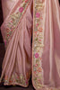 Magnetic Baby Pink Heavy Border Work Kanjivaram Silk Event Wear Saree