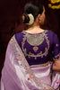 Pretty Lavender Heavy Embroidery Kanjivaram Silk Reception Wear Saree