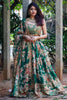 Dazzling Green Floral Print Organza Wedding Wear Lehenga Choli