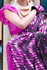 Fabulous Purple Printed Satin Event Wear Saree With Blouse