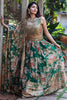 Dazzling Green Floral Print Organza Wedding Wear Lehenga Choli