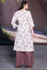 Excellent White Floral Printed Cotton Casual Wear Kurta With Palazzo
