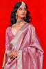 Gorgeous Lilac Color Zari Weaving Silk Event Wear Saree With Blouse