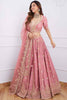 Stunning Pink Sequins Art Silk Wedding Wear Lehenga Choli With Dupatta