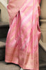 Adorable Baby Pink Zari Weaving Viscose Silk Wedding Wear Saree