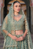 Awesome Pista-Green Embroidered Net Wedding Wear Lehenga Choli