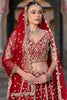 Ravishing Red Embroidered Net Wedding Wear Lehenga Choli With Dupatta