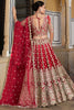 Ravishing Red Embroidered Net Wedding Wear Lehenga Choli With Dupatta