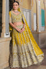 Alluring Yellow Embroidered Net Haldi Wear Lehenga Choli With Dupatta