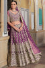 Amazing Purple Embroidered Net Sangeet Wear Lehenga Choli With Dupatta