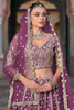 Amazing Purple Embroidered Net Sangeet Wear Lehenga Choli With Dupatta