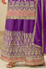 Alluring Purple Embroidered Chinon Eid Special Sharara Suit
