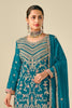Alluring Blue Heavy Embroidery Work Chinon Eid Sharara Suit