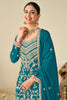 Alluring Blue Heavy Embroidery Work Chinon Eid Sharara Suit