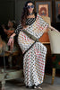 Incredible White Polka Dot Print Satin Function Wear Saree With Blouse