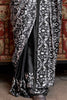 Dazzling Black Digital Print Satin Casual Wear Saree With Blouse