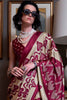 Striking Cream Digital Print Satin Festival Wear Saree With Blouse