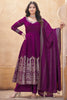 Alluring Purple Foil Printed Silk Festival Wear Anarkali Suit Palazzo