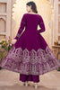 Alluring Purple Foil Printed Silk Festival Wear Anarkali Suit Palazzo