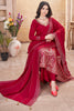 Shocking Red Foil Printed Silk Traditional Anarkali Suit Palazzo