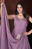 Alluring Lavender Foil Printed Silk Event Wear Palazzo Suit