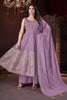 Alluring Lavender Foil Printed Silk Event Wear Palazzo Suit