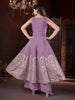 Alluring Lavender Foil Printed Silk Event Wear Palazzo Suit