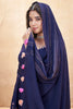 Fascinating Navy Blue Foil Printed Silk Event Wear Anarkali Suit