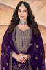 Fascinating Purple Embroidered Georgette Eid Special Palazzo Suit