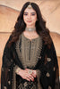 Amazing Black Embroidered Georgette Designer Palazzo Suit With Dupatta