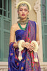 Beautiful Royal Blue Zari Weaving Silk Event Wear Saree With Blouse