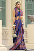 Beautiful Royal Blue Zari Weaving Silk Event Wear Saree With Blouse