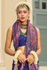 Beautiful Royal Blue Zari Weaving Silk Event Wear Saree With Blouse