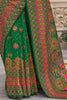 Astonishing Green Zari Weaving Silk Mehendi Wear Saree With Blouse