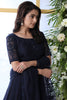 Lovable Navy Blue Stone Work Net Reception Wear Gown With Dupatta