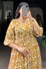 Attractive Mustard Yellow Digital Printed Georgette Casual Wear Dress