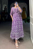 Stunning Purple Digital Printed Georgette Casual Wear Dress