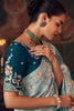 Fabulous Blue Sequins Embroidered Silk Festival Wear Saree With Blouse