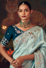 Fabulous Blue Sequins Embroidered Silk Festival Wear Saree With Blouse