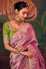 Bewitching Pink Diamond Work Silk Traditional Saree With Blouse