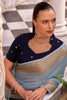 Precious Blue Zari Weaving Tissue Silk Function Wear Saree With Blouse