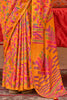 Tantalizing Orange Digital Printed Silk Festival Wear Saree With Blouse