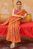 Tantalizing Orange Digital Printed Silk Festival Wear Saree With Blouse