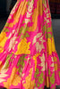 Fascinating Pink Floral Printed Silk Event Wear Gown