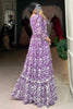 Fantastical Purple Printed Georgette Function Wear Long Gown