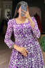 Fantastical Purple Printed Georgette Function Wear Long Gown