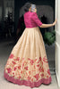 Awesome Pink Floral Printed Silk Festival Wear Gown With Jacket