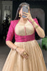 Awesome Pink Floral Printed Silk Festival Wear Gown With Jacket