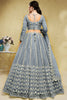 Lovely Grey Foil Work Net Engagement Wear Lehenga Choli With Dupatta